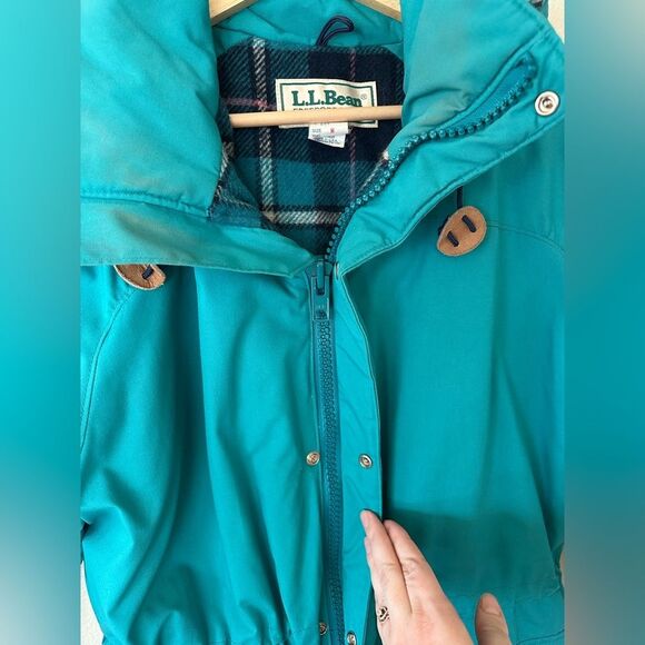 LL Bean Women’s Vintage Parka Coat Teal Wool Lined Long Size M - Picture 7 of 9